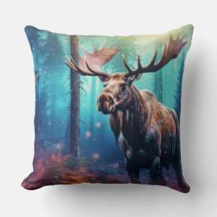 Moose Animal Wildlife Wilderness Kleurrijke kunst  Kussen