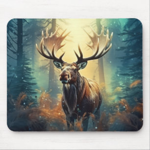 Moose Animal Wildlife Wilderness Kleurrijke kunst Muismat