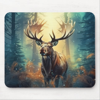 Moose Animal Wildlife Wilderness Kleurrijke kunst  Muismat