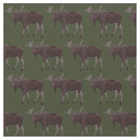 Moose Art Fabric Wildlife Fabric Cotton of Poly Stof (Close Up)