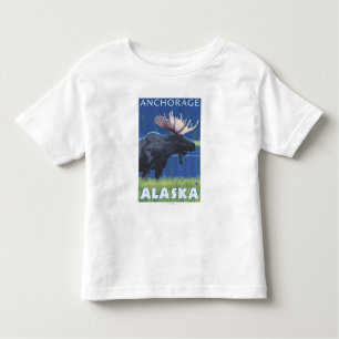 Moose at Night - Anchorage, Alaska Kinder Shirts