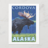 Moose at Night - Cordova, Alaska Briefkaart (Voorkant)