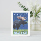 Moose at Night - Curry, Alaska Briefkaart (Staand voorkant)