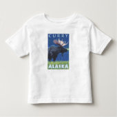 Moose at Night - Curry, Alaska Kinder Shirts (Voorkant)