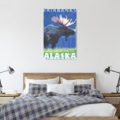 Moose at Night - Fairbanks, Alaska Canvas Afdruk (Insitu (Slaapkamer))