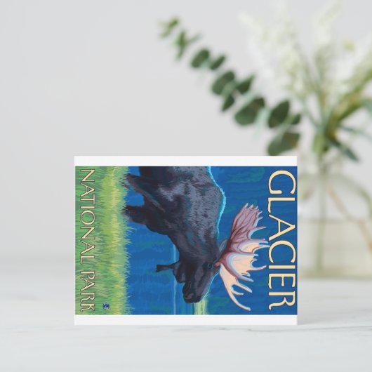 Moose at Night - Glacier National Park, MT Briefkaart (Staand voorkant)