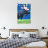 Moose at Night - Glacier National Park, MT Canvas Afdruk (Insitu (Slaapkamer))
