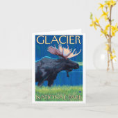 Moose at Night - Glacier National Park, MT Kaart (Gele Bloem)