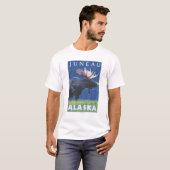 Moose at Night - Juneau, Alaska T-shirt (Voorkant volledig)