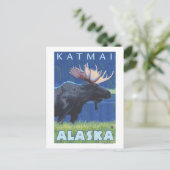 Moose at Night - Katmai, Alaska Briefkaart (Staand voorkant)