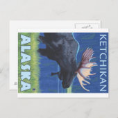 Moose at Night - Ketchikan, Alaska Briefkaart (Voorkant / Achterkant)