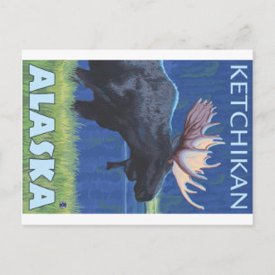 Moose at Night - Ketchikan, Alaska Briefkaart