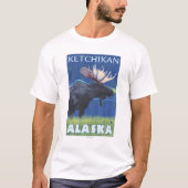 Moose at Night - Ketchikan, Alaska T-shirt (Voorkant)