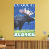 Moose at Night - Latouche, Alaska Canvas Afdruk (Insitu (Woonkamer))