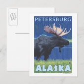 Moose at Night - Petersburg, Alaska Briefkaart (Voorkant / Achterkant)