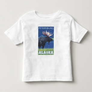 Moose at Night - Petersburg, Alaska Kinder Shirts