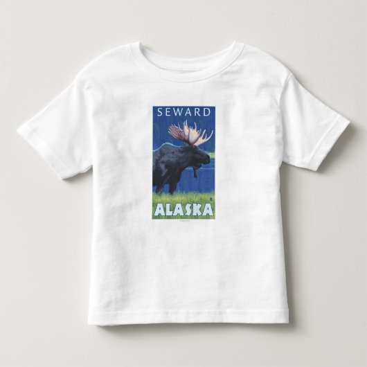 Moose at Night - Seward, Alaska Kinder Shirts (Voorkant)