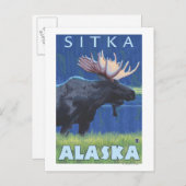 Moose at Night - Sitka, Alaska Briefkaart (Voorkant / Achterkant)