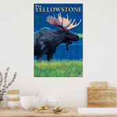 Moose at Night - West Yellowstone, Montana Poster (Keuken)