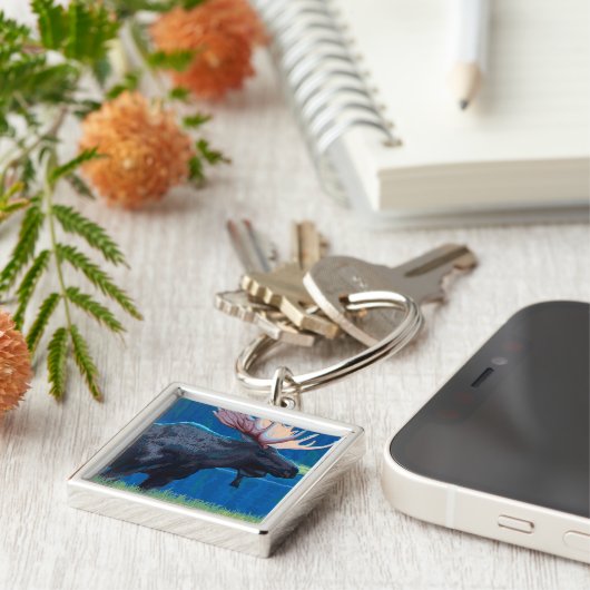 Moose at Night - West Yellowstone, Montana Sleutelhanger (Zijkant)