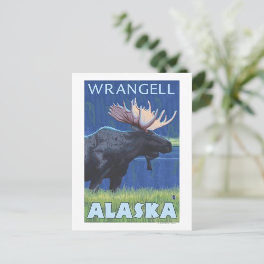 Moose at Night - Wrangell, Alaska Briefkaart (Staand voorkant)