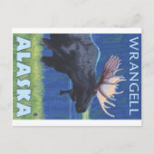 Moose at Night - Wrangell, Alaska Briefkaart (Voorkant)