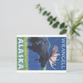 Moose at Night - Wrangell, Alaska Briefkaart (Staand voorkant)