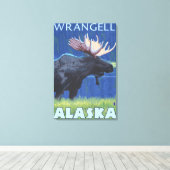 Moose at Night - Wrangell, Alaska Canvas Afdruk (Insitu (Houten vloer))