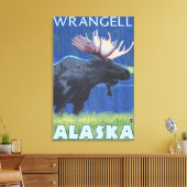 Moose at Night - Wrangell, Alaska Canvas Afdruk (Insitu (Woonkamer))