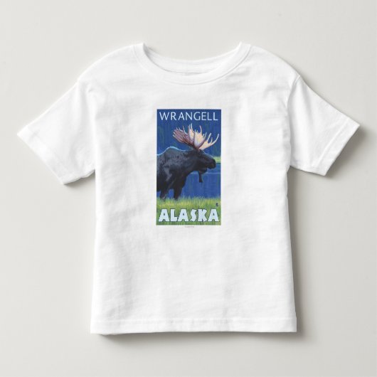 Moose at Night - Wrangell, Alaska Kinder Shirts (Voorkant)