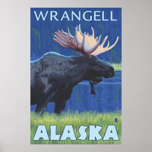 Moose at Night - Wrangell, Alaska Poster (Voorkant)