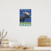 Moose at Night - Wrangell, Alaska Poster (Keuken)
