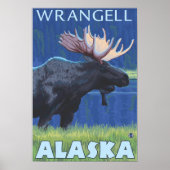 Moose at Night - Wrangell, Alaska Poster (Voorkant)