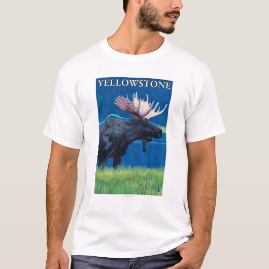 Moose at Night - Yellowstone National Park T-shirt (Voorkant)