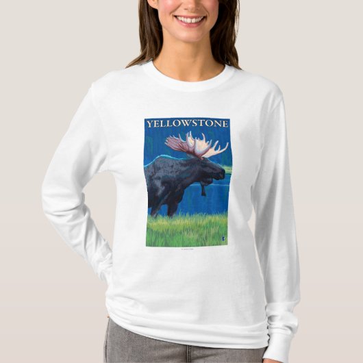 Moose at Night - Yellowstone National Park T-shirt (Voorkant)