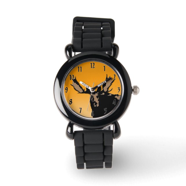 Moose at Sunset - Original Wildlife Art Horloge (Voorkant)