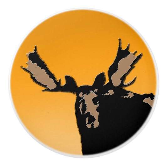 Moose at Sunset - Original Wildlife Art Keramische Knop (Voorkant)