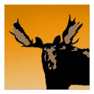 Moose at Sunset - Original Wildlife Art Perfect Poster