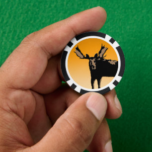 Moose at Sunset - Original Wildlife Art Poker Chips
