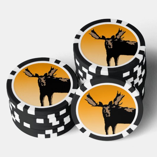 Moose at Sunset - Original Wildlife Art Poker Chips (Opstapeling)
