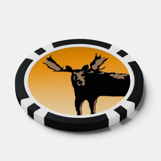 Moose at Sunset - Original Wildlife Art Poker Chips (Enkel)