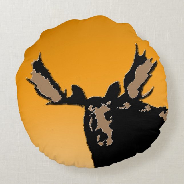 Moose at Sunset - Original Wildlife Art Rond Kussen (Achterkant)