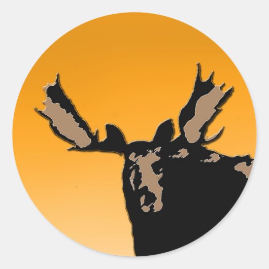 Moose at Sunset - Original Wildlife Art Ronde Sticker (Voorkant)