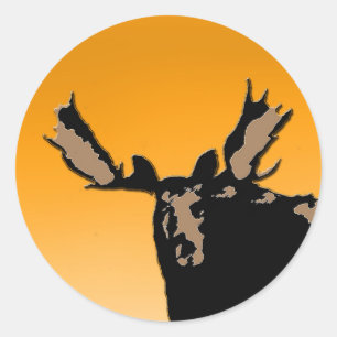 Moose at Sunset - Original Wildlife Art Ronde Sticker