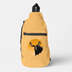 Moose at Sunset - Original Wildlife Art Sling Bag