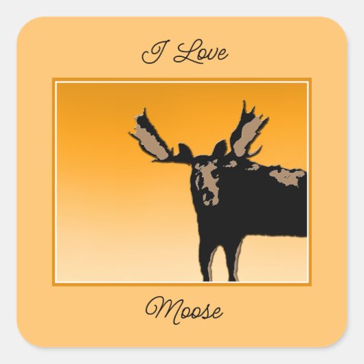 Moose at Sunset - Original Wildlife Art Vierkante Sticker (Voorkant)