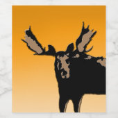 Moose at Sunset - Original Wildlife Art Wijn Etiket (Enkel label)