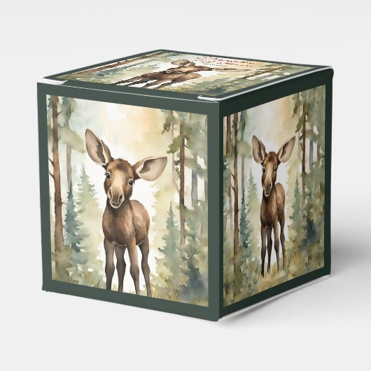Moose Baby Gender Neutraal Baby shower Bedankdoosjes (Voorkant Zijde)