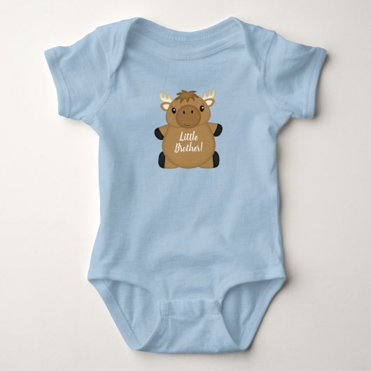 Moose Baby Shower Blauwe Jongen Romper (Voorkant)