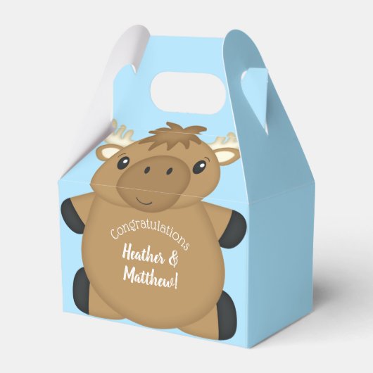Moose Baby shower Blue Boy Bedankdoosjes (Voorkant Zijde)